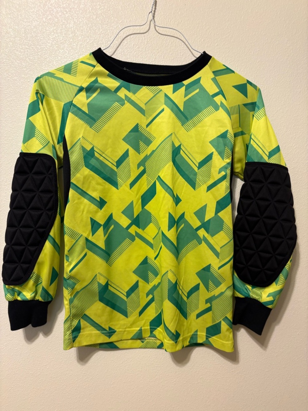 Kids Padded Elbow Goalkeeper Shirt - Neon Green
